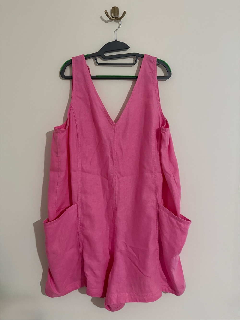Athleta Pink Sleeveless Linen Shoet Overall Romper